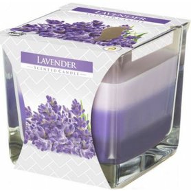 BISPOL svíčka ve skle Tříbarevná Lavender - až 32h