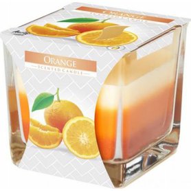 BISPOL svíčka ve skle Tříbarevná Orange - až 32 h