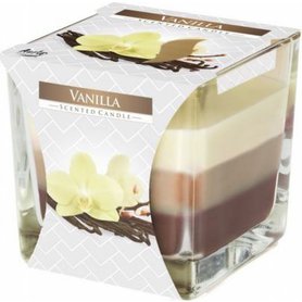 BISPOL svíčka ve skle Tříbarevná Vanilla - až 32h