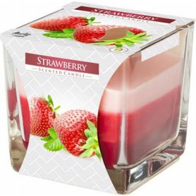 BISPOL svíčka ve skle Tříbarevná Strawberry - až 32h