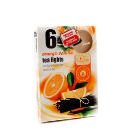 TEA LIGHTS vonné čajové svíčky Orange - Vanilla 6 ks