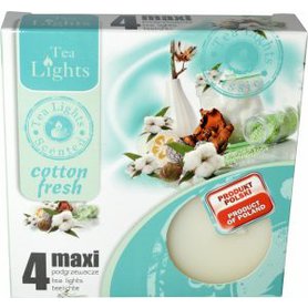 TEA LIGHTS Maxi čajové svíčky Cotton Fresh 4 ks