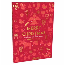 Adventní kalendář 24 vonných vánočních vosků Merry Christmas - červený
