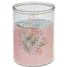 AROMA DI ROGITO Maxi svíčka ve skle - růžová zelené květy 600g