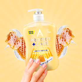 ASTONISH Protect + care Antibakteriální tekuté mýdlo Milk & Honey 650 ml
