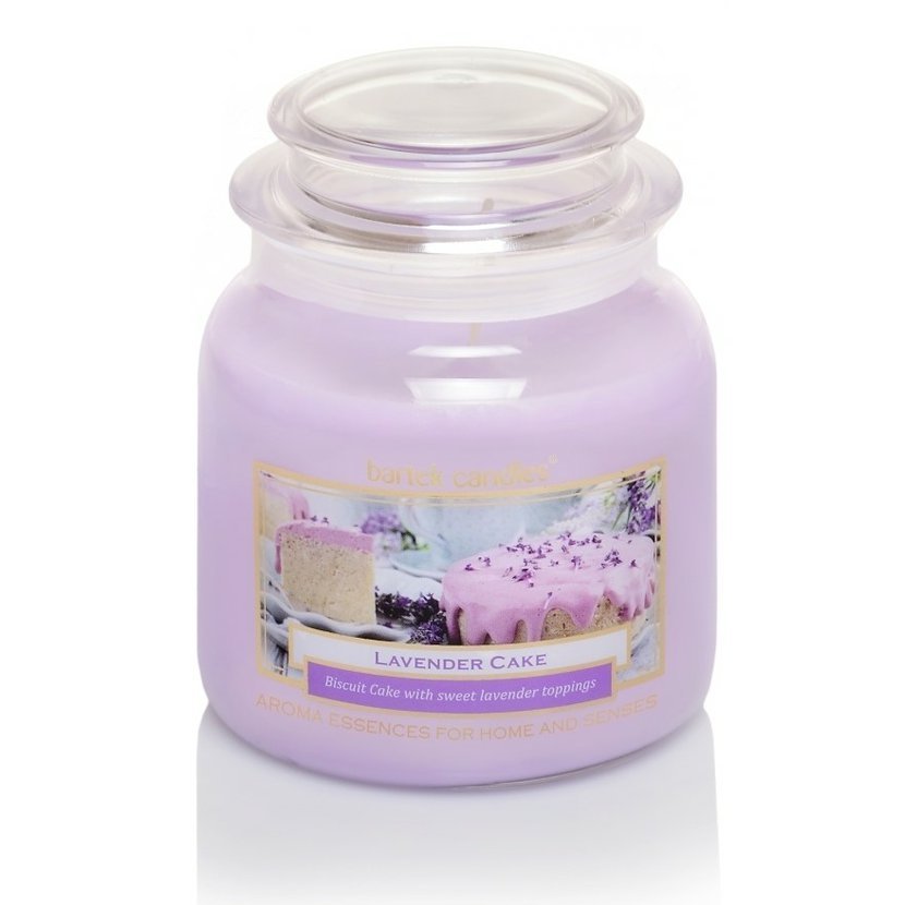 BARTEK CANDLES Velká svíčka ve skle Lavender Cake 430 g