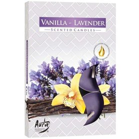 AURA vonné čajové svíčky Vanilla - Lavender 6 ks