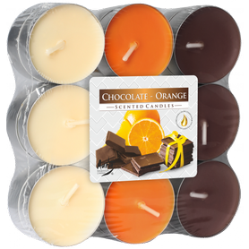 BISPOL vonné čajové svíčky Chocolate - Orange 18 ks