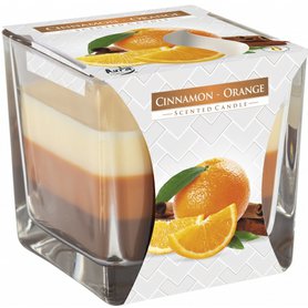 BISPOL svíčka ve skle Tříbarevná Cinnamon - Orange - až 32h