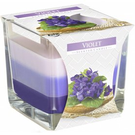 BISPOL svíčka ve skle Tříbarevná Violet - až 32h