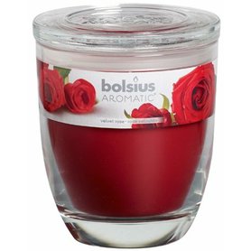 BOLSIUS velká svíčka ve skle se skleněným víkem Velvet Rose 12x10 cm