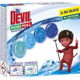 DR.DEVIL Push pull WC blok bez košíku Polar Aqua 2x20 g