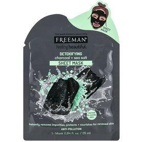 FREEMAN Textilní pleťová maska detoxikační s dřevěným uhlím a mořskou solí 25 ml