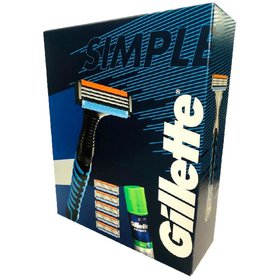 GILLETTE Pánský dárkový set Simple - holicí strojek + náhradní hlavice + gel na holení