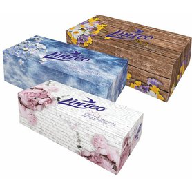 LINTEO Papírové kapesníky BOX 150 ks - Různé druhy - bílé s květinami