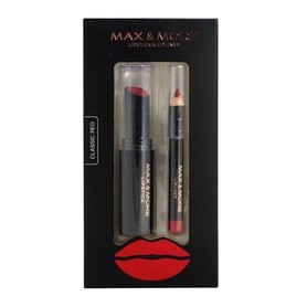 MAX & MORE rtěnka + konturovací tužka na rty - více barev - Classic red