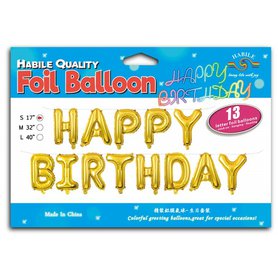Party balonky Happy Birthday S - zlaté