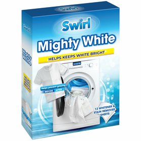 SWIRL Ubrousky na praní pro obnovu bílé barvy a odstraňování skvrn Mighty White 12 ks